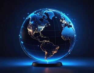 A glowing, digital globe