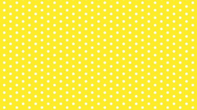 Animated white polka dots pattern on a yellow background. Minimalist and seamless looping.