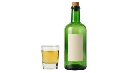 Isolated Wine Bottle and Shot Glass