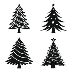 Obraz premium Black Christmas Tree Icons Vector Set Four Designs