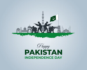 Happy Pakistan Independence Day. 14 August. Holiday concept. Template for background with banner, poster and card. Flat illustration. Jpeg format.