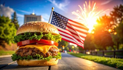 American burger on a summer day