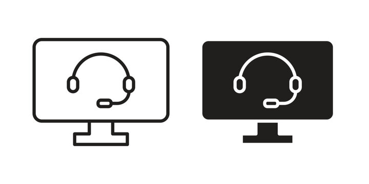 Tech support icon vector illustration logo template in filled, outline