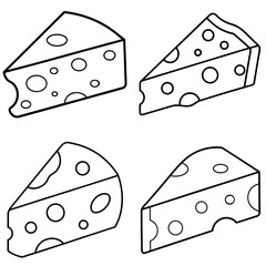 Obraz premium Cheese Coloring Page – Dairy Food Line Art Illustration for Kids and Adults