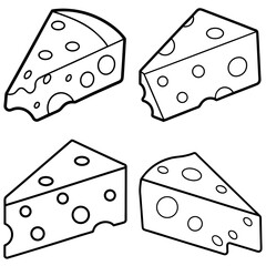 Obraz premium Cheese Coloring Page – Dairy Food Line Art Illustration for Kids and Adults