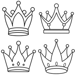 Crown Coloring Page – Royal Headpiece Line Art Illustration for Kids and Adults