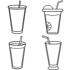 Obraz premium Drink in Glass Tumbler Coloring Page – Refreshing Beverage Line Art Illustration for Kids and Adults