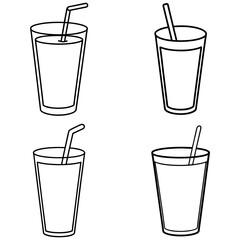Obraz premium Drink in Glass Tumbler Coloring Page – Refreshing Beverage Line Art Illustration for Kids and Adults