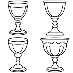 Obraz premium Goblet Coloring Page – Elegant Drinking Vessel Line Art Illustration for Kids and Adults