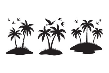 Palm tree silhouette icon in tropical beach style black minimal illustration isolated on white