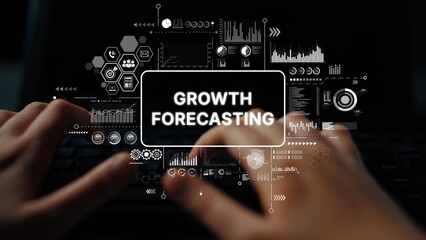 Growth Forecasting Concept with Digital Analytics and Data Visualization on Modern Screen....