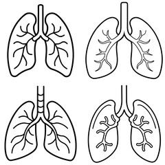 Naklejka premium Lungs Coloring Page – Human Respiratory System Line Art Illustration for Kids and Adults