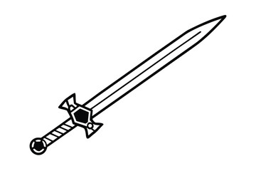 Cartoon Medieval Sword With Silver Blade And Ruby Hilt