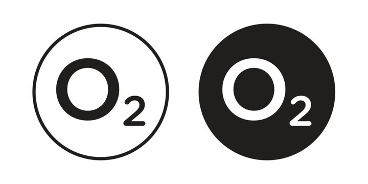 Oxygen O2 icon vector illustration logo template in filled, outline