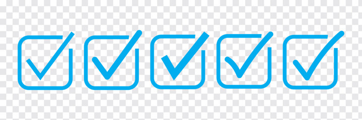 set of verified badge. blue tick vector. Transparent PNG available Verified tick badge icon set isolated on transparent background. Social media official account tick symbol collection. EPS 10.
