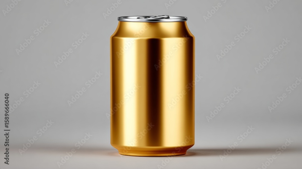 Poster can of gold color is shown in the image. the can is empty and has a silver lid. the image has a mini