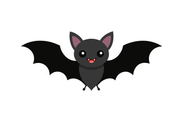 Cartoon Bat With Spread Wings And A Smiling Face