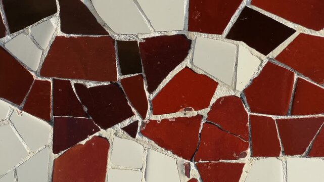 Details with multi-colored ceramic tiles of the facade of historical buildings. High quality 4k footage