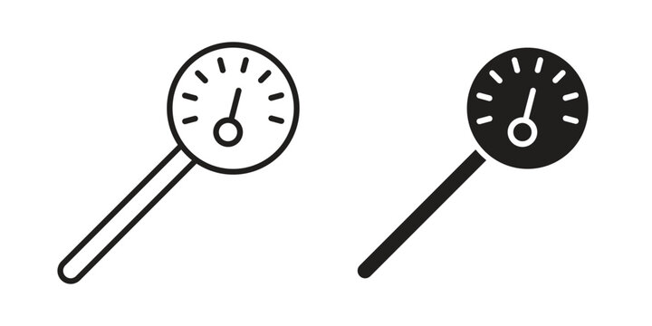 Kitchen thermometer icon vector illustration logo template in filled, outline