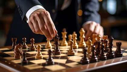 Close-up of a chess game in progress
