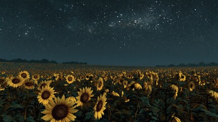 Starry night sunflower field (1)