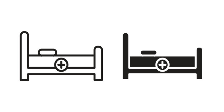 Hospital bed icon vector illustration logo template in filled, outline