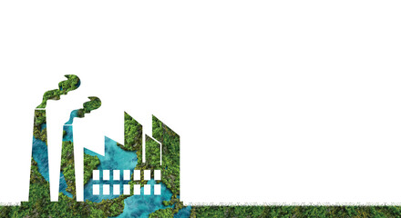 Eco friendly Green industry concept. 3d rendering of green factory,