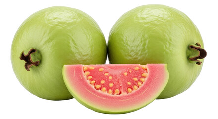 Isolated fresh guava fruit with slice