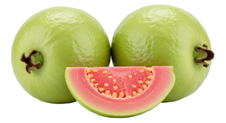 Isolated fresh guava fruit with slice