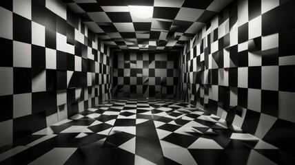 Checkered, distorted tunnel