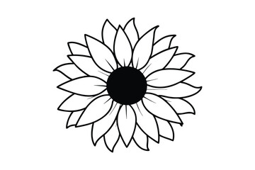 Flat Illustration Of A Sunflower With Large Petals