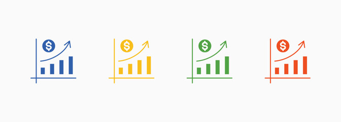 Profit Growth Icon Set Color Multiple Style Collection