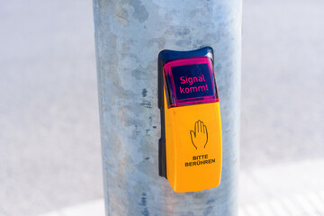 Traffic Signal Button for Pedestrians in Berlin with Multicolored Design