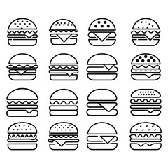 hamburger line  icon set vector on white background.