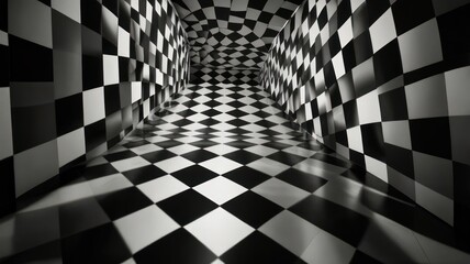 Checkered black and white tunnel