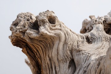 Close-up of weathered driftwood, gnarled textures