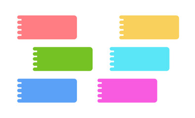 Colorful Flat Vector Tags or Labels with Notebook Style Edges