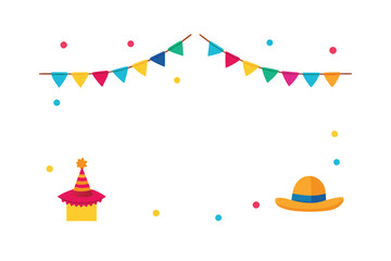 Celebration Frame With Confetti Paper Lanterns