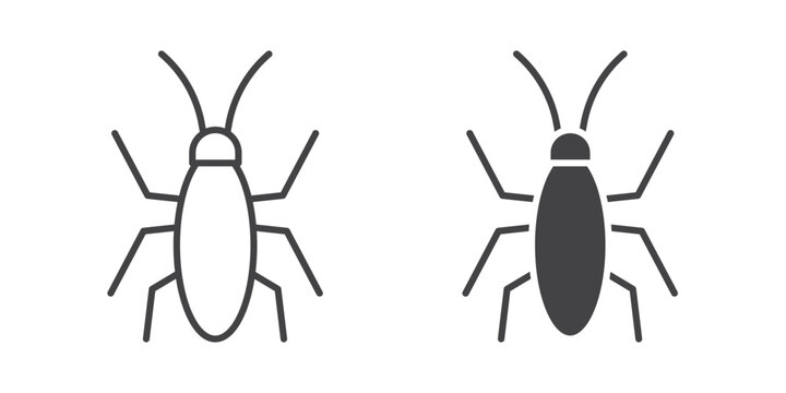 Cockroach icon vector illustration logo template in filled, outline