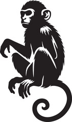 Black and White Monkey Silhouette Vector Set – Sitting, Walking, and Playing Poses