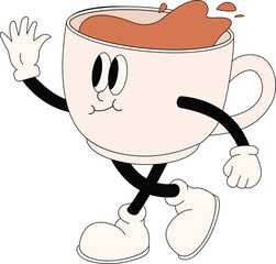 Cartoon Coffee Retro Character 