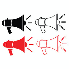 megaphone icon set vector silhouette on white background.