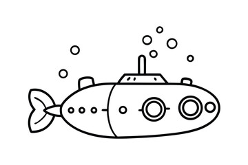 Cartoon Submarine In Yellow With Periscope