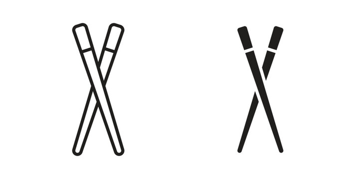 Chopsticks icon vector illustration logo template in filled, outline