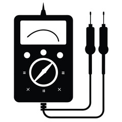 Black and white vector illustration of a digital multimeter electronic testing tool