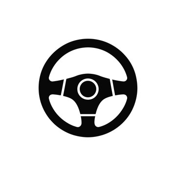 steering wheel icon vector silhouette on white background.