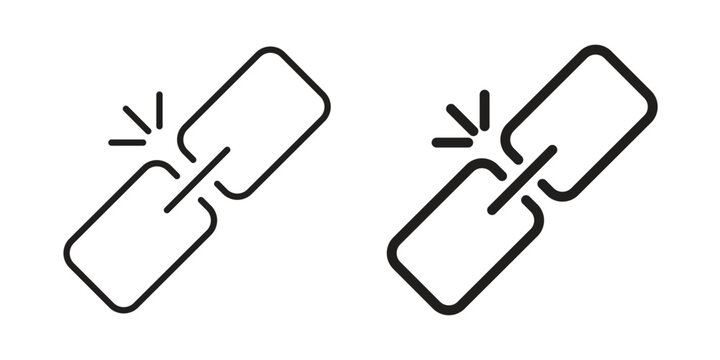 Broken link icon vector illustration logo template in filled, outline