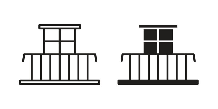 Balcony icon vector illustration logo template in filled, outline