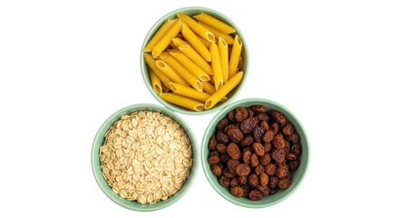 Isolated Pasta, Oats and Raisins