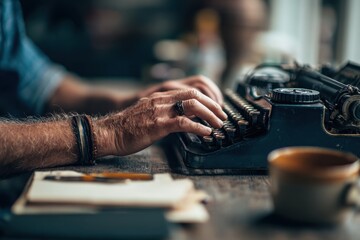 Amateur author composing article ideas